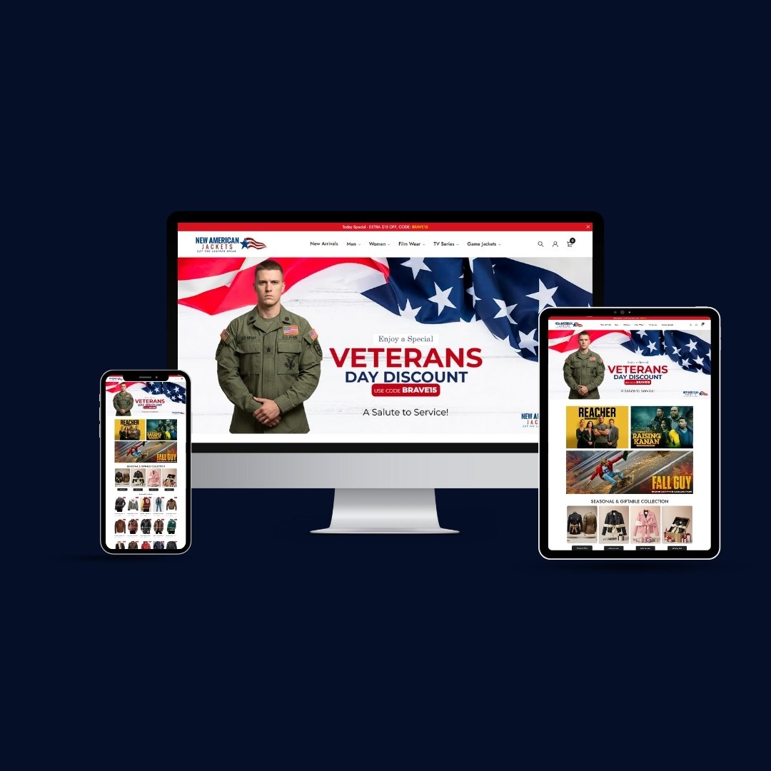 New American Jackets website design by PBS Digitals